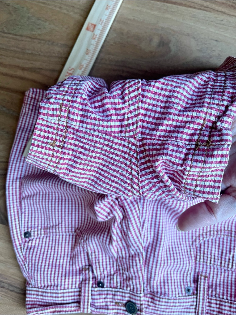 Red gingham shorts 100% cotton size 5 vintage - Picture 9 of 9